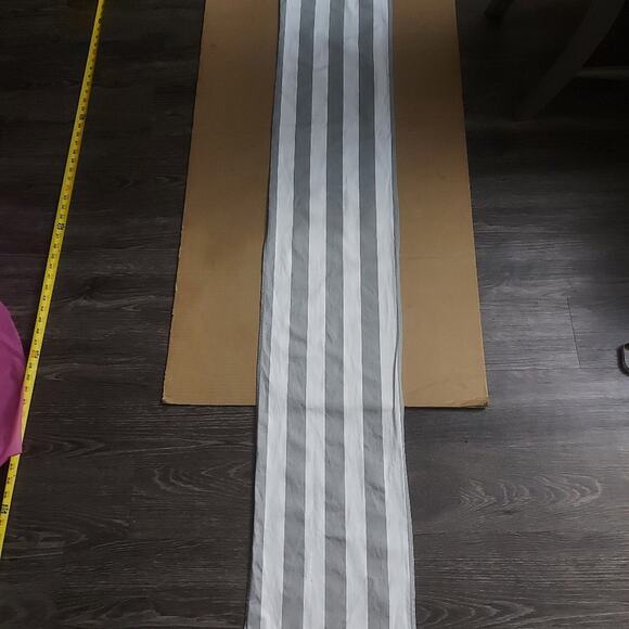 Gray & White Striped Table Runner 12" x 68" Holiday Dining Seasonal Table Linens - Picture 1 of 8